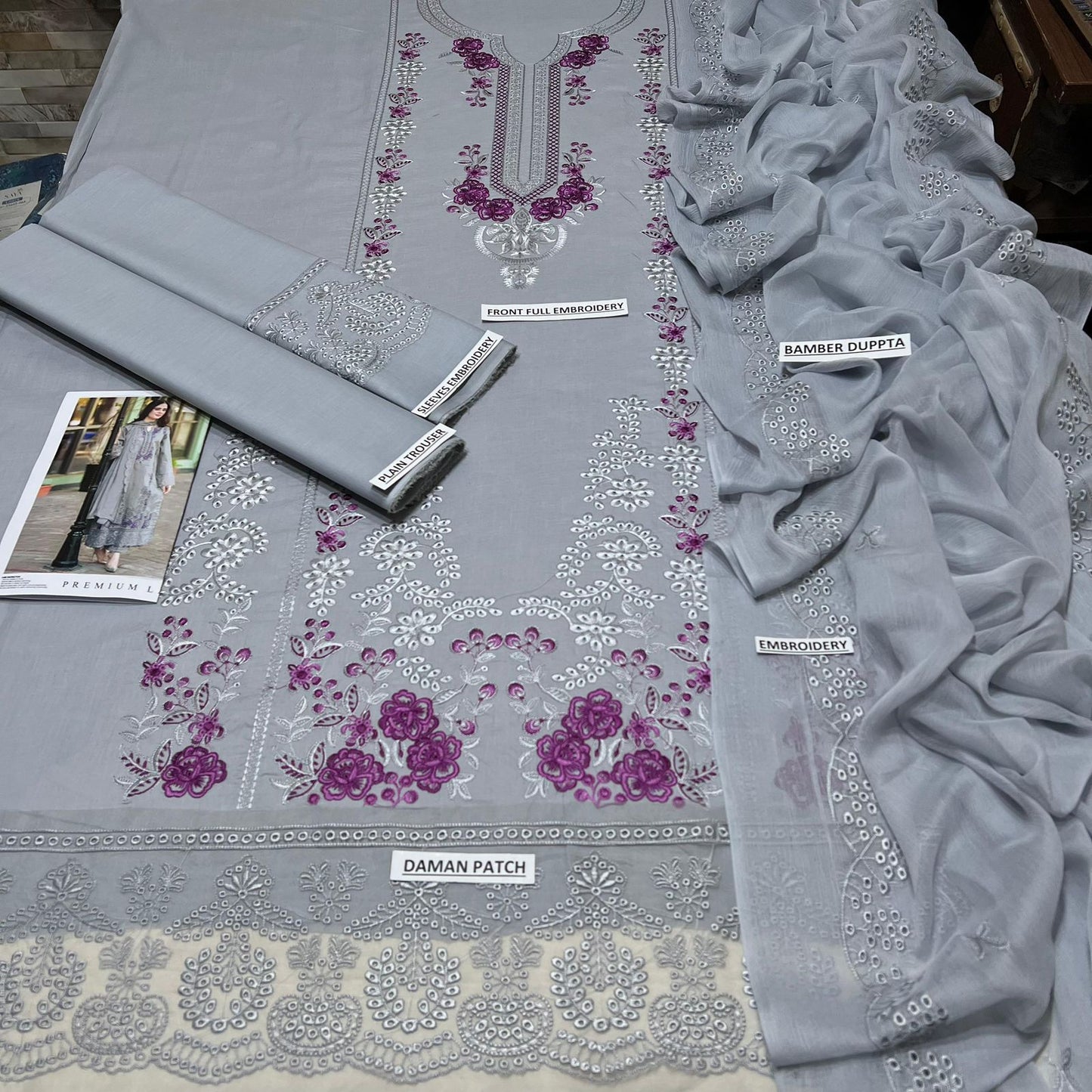 MUSHQ Premium EMBROIDERED Lawn 3Pcs