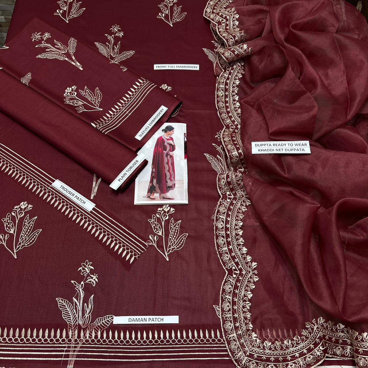 Maharani Premium Embroidered Lawn 3PC Suit