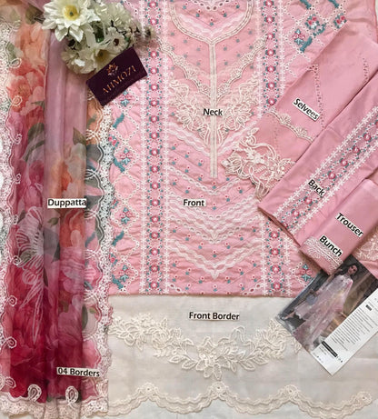 Crimson Luxury Lawn Unstitched 3 Piece Suit with Heavy Chikankari Embroidery & Khaddi Net Dupatta