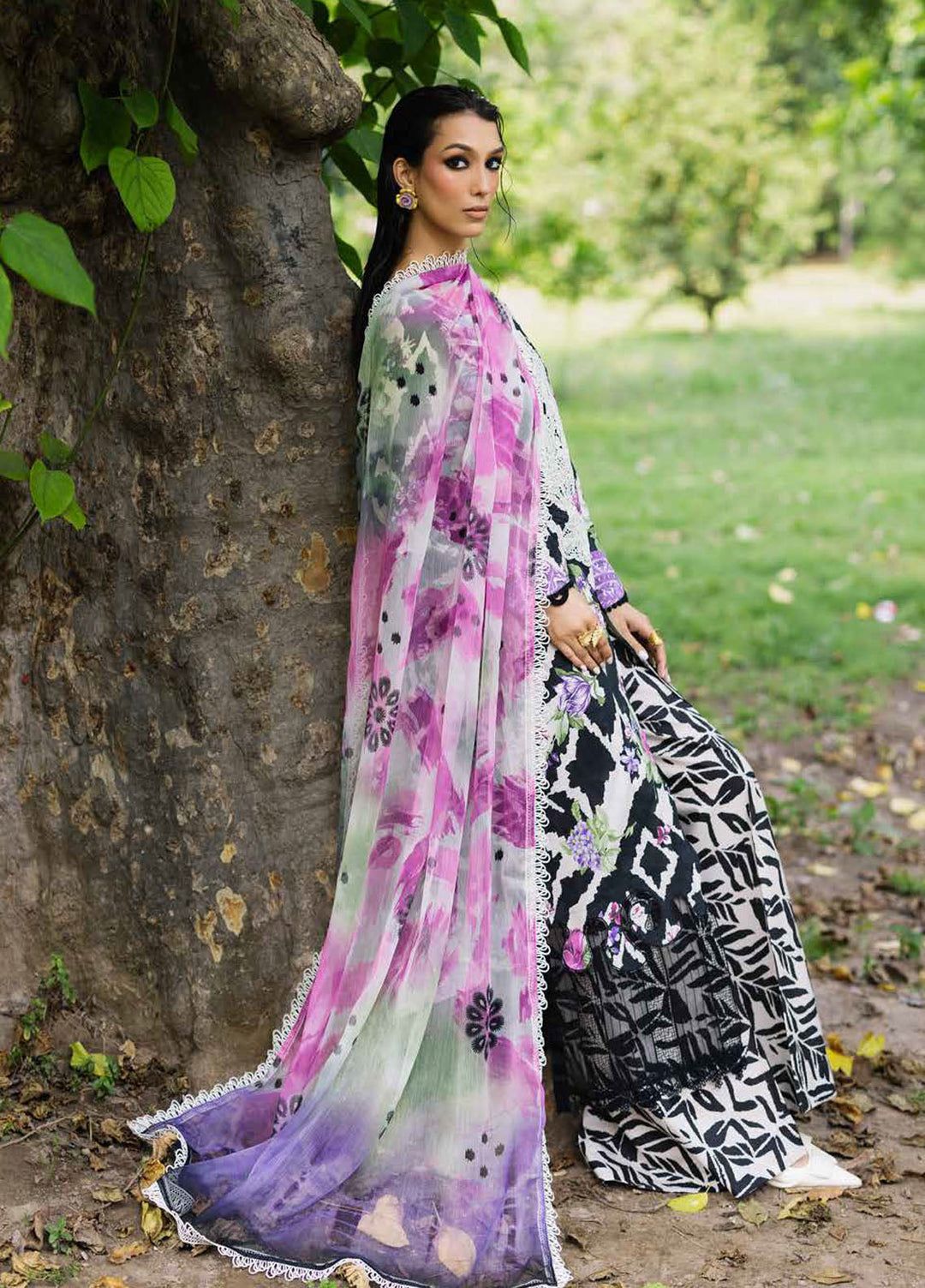 NUREH Lawn 3 Piece Suit with Sequin Embroidery & Chiffon Dupatta