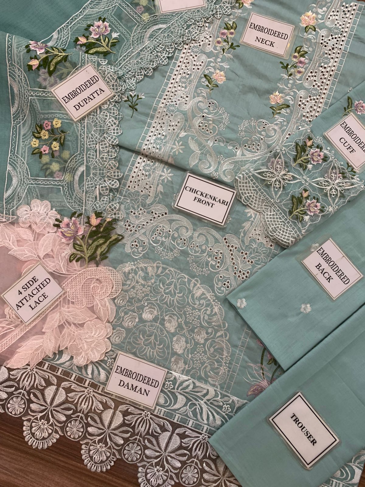 ELAF Chikankari Cotton Unstitched 3 Piece Suit with Khaddi Net Dupatta