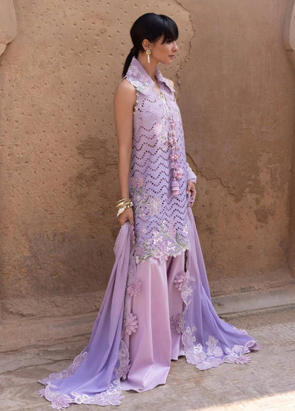 Crimson Tie & Dye Swiss Lawn 3 Piece Suit with Schiffli Embroidery & Georgette Chiffon Dupatta