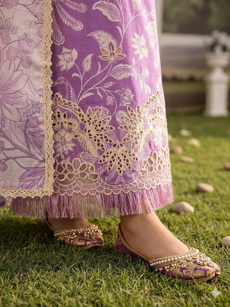 NUREH Luxury Printed 3PC Suit with Embroidery