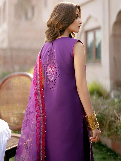 Bin Ilyas Lawn Premium Unstitched 3 Piece Suit with Heavy Chikankari Embroidery & Net Dupatta