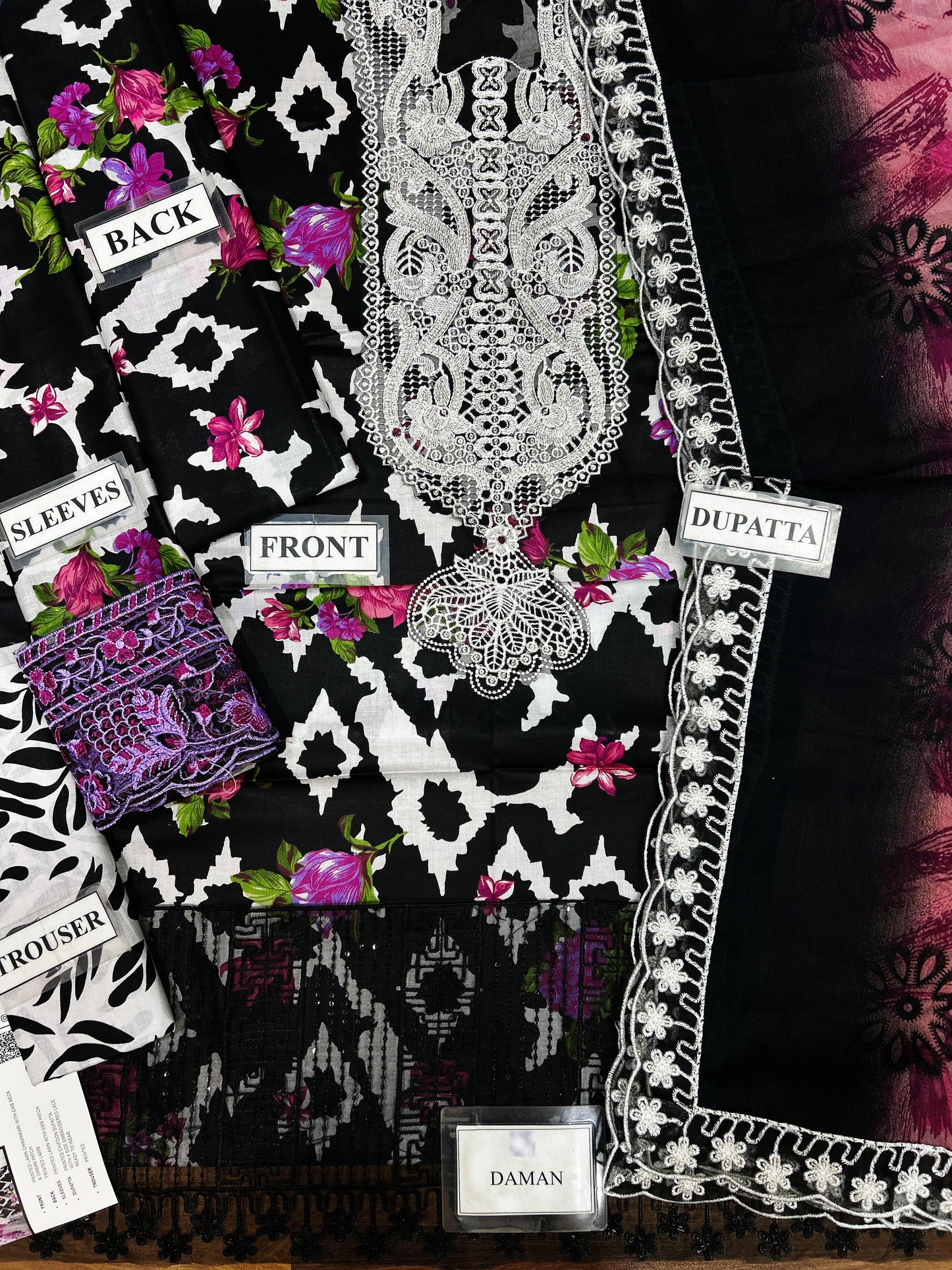 NUREH Lawn 3 Piece Suit with Sequin Embroidery & Chiffon Dupatta