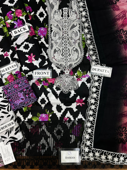 NUREH Lawn 3 Piece Suit with Sequin Embroidery & Chiffon Dupatta