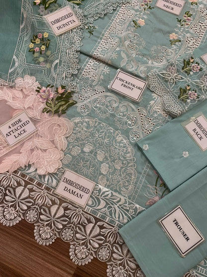 ELAF Chikankari Cotton Unstitched 3 Piece Suit with Khaddi Net Dupatta