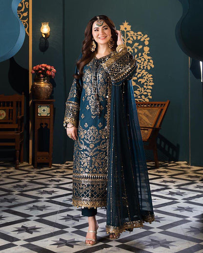 ASIM JOFA  Premium 3PC Chiffon Embroidered Suit
