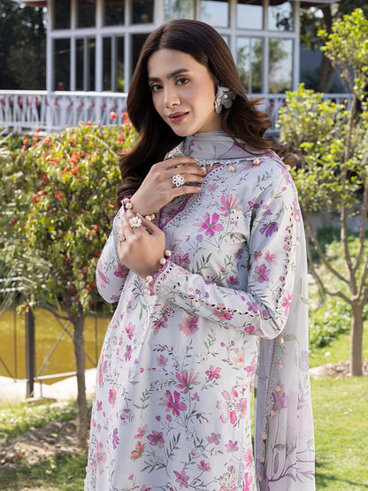 IZEL Crimson 3 Piece Suit with Chikankari Embroidery & Chiffon Dupatta