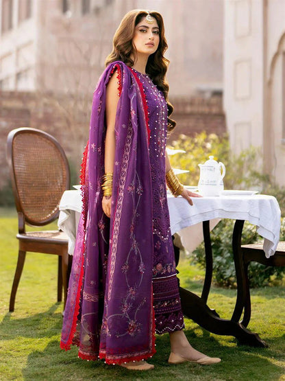 Bin Ilyas Lawn Premium Unstitched 3 Piece Suit with Heavy Chikankari Embroidery & Net Dupatta