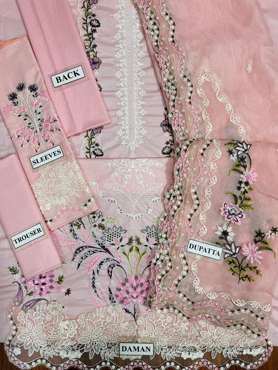 Aneela’s Luxury Lawn Chikankari Unstitched 3 Piece Suit with Khaddi Net Dupatta