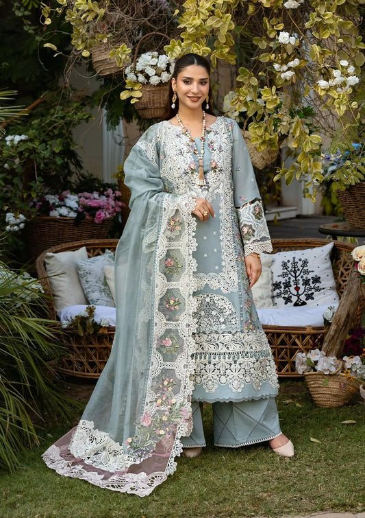 ELAF Chikankari Cotton Unstitched 3 Piece Suit with Khaddi Net Dupatta
