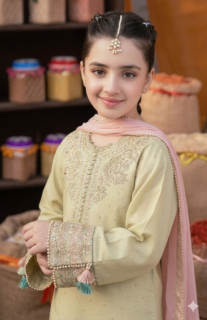 Premium Embroidered Kids Lawn 3PCs Suit