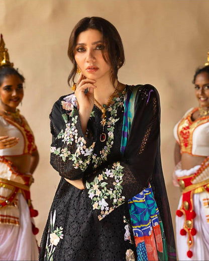 MUSHQ Lawn Unstitched 3 Piece Suit with Heavy Chikankari Embroidery & Silk Digital Dupatta