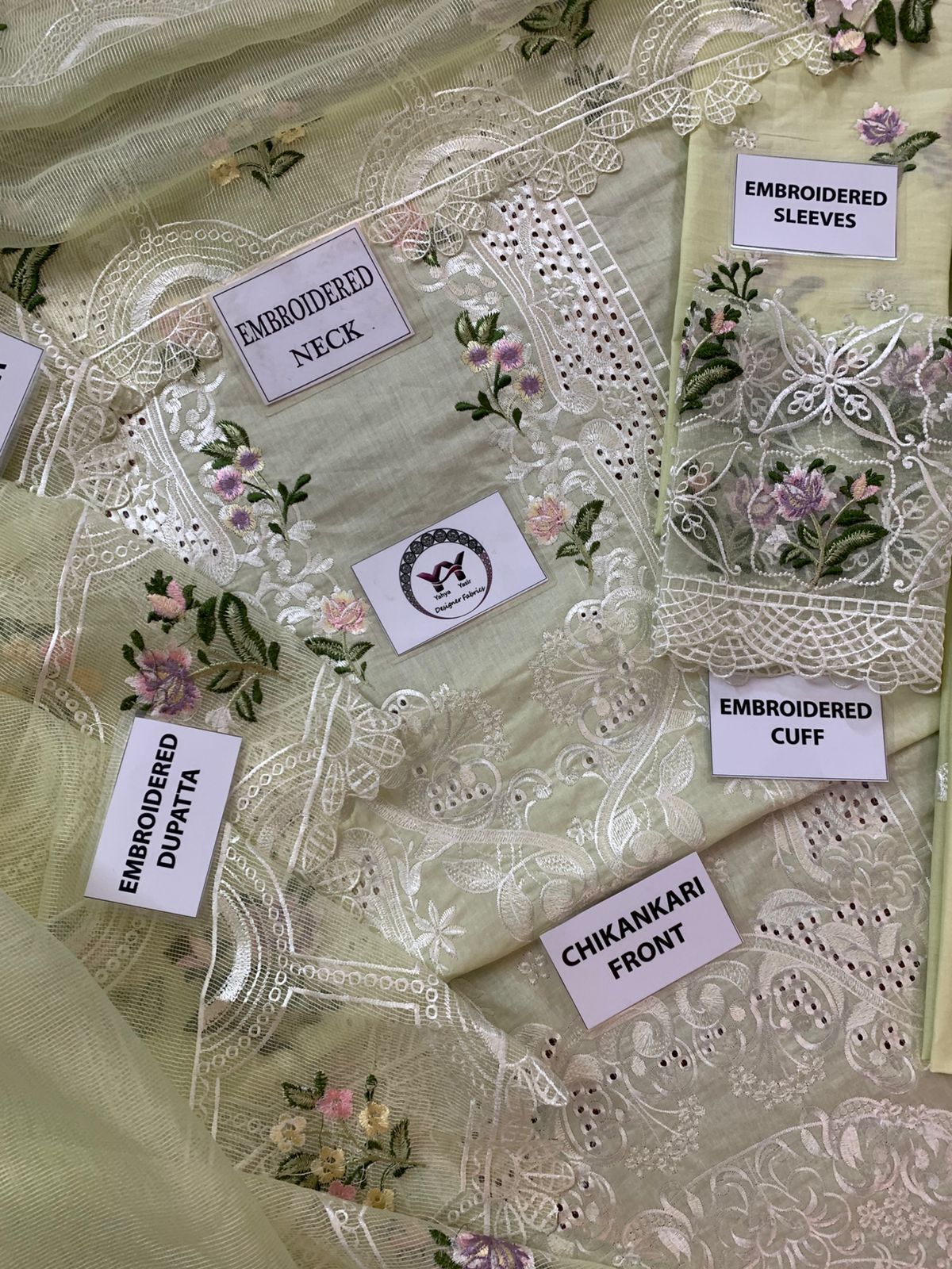 ELAF Chikankari Cotton Unstitched 3 Piece Suit with Khaddi Net Dupatta