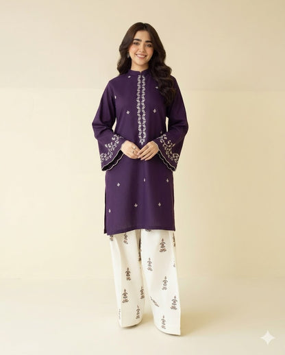 Embroidered Shirt with Patch Trouser 2PC Suit