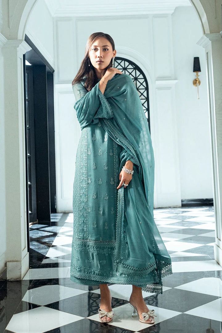 MAHNUR | AZURE – Unstitched Replica Chiffon Suit