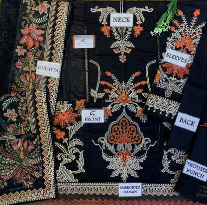 MARIA B Sateen Lawn Premium 3PC Embroidered Suit