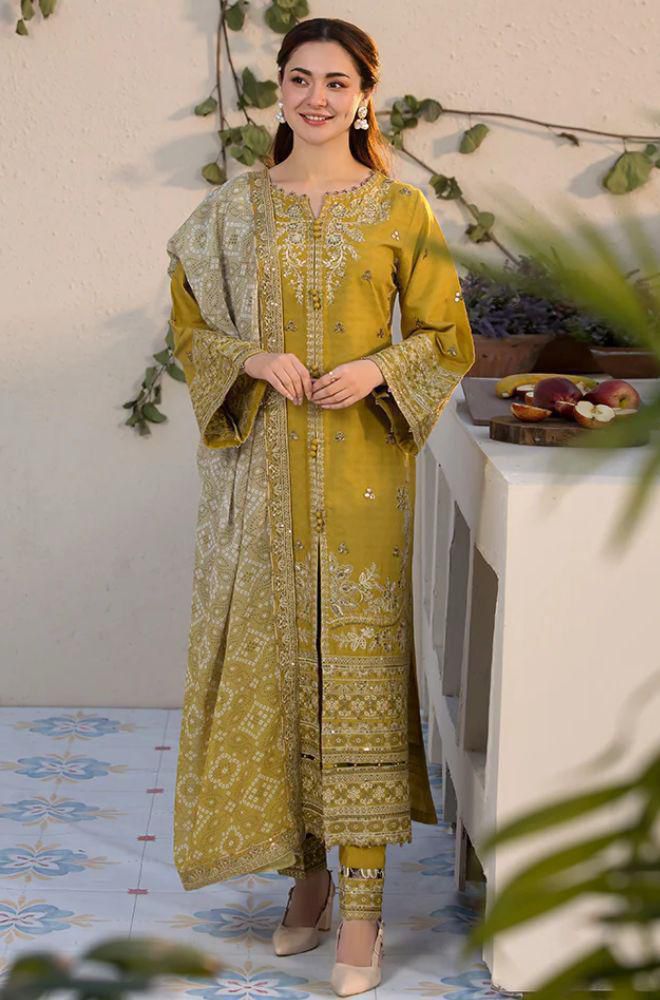 Qalamqar Premium Lawn Embroidered 3PC Suit