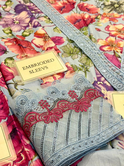 MARIA B Printed Lawn Embroidered Spengle Work 3PCs