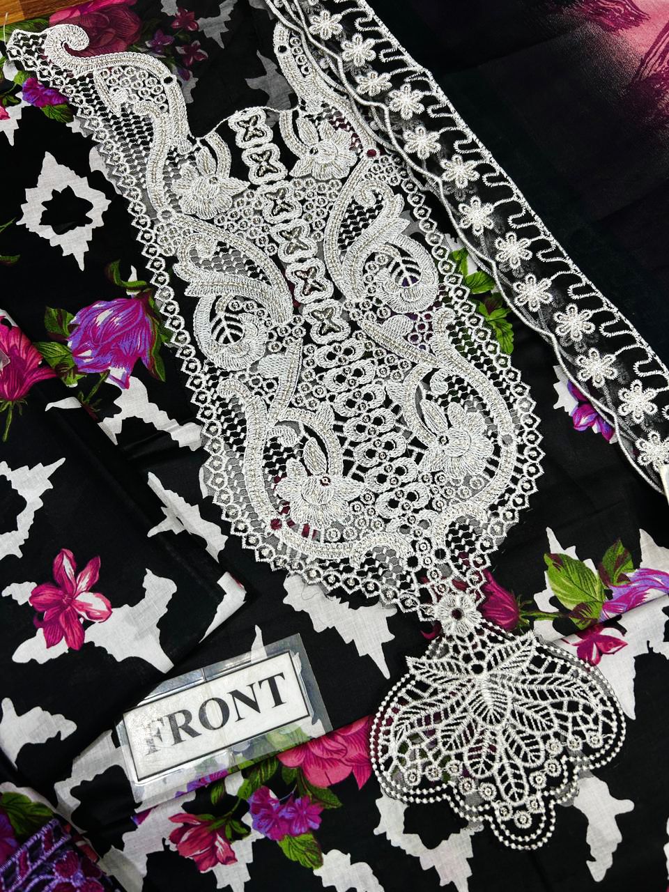 NUREH Lawn 3 Piece Suit with Sequin Embroidery & Chiffon Dupatta