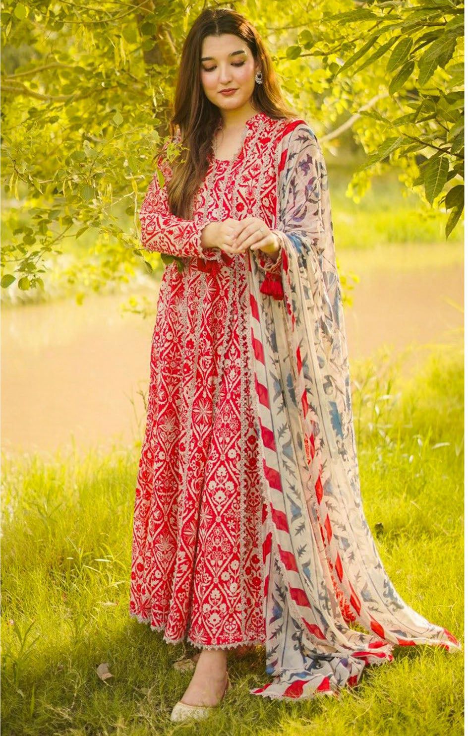 ANEELA’S 3PC Lawn & Chiffon Suit
