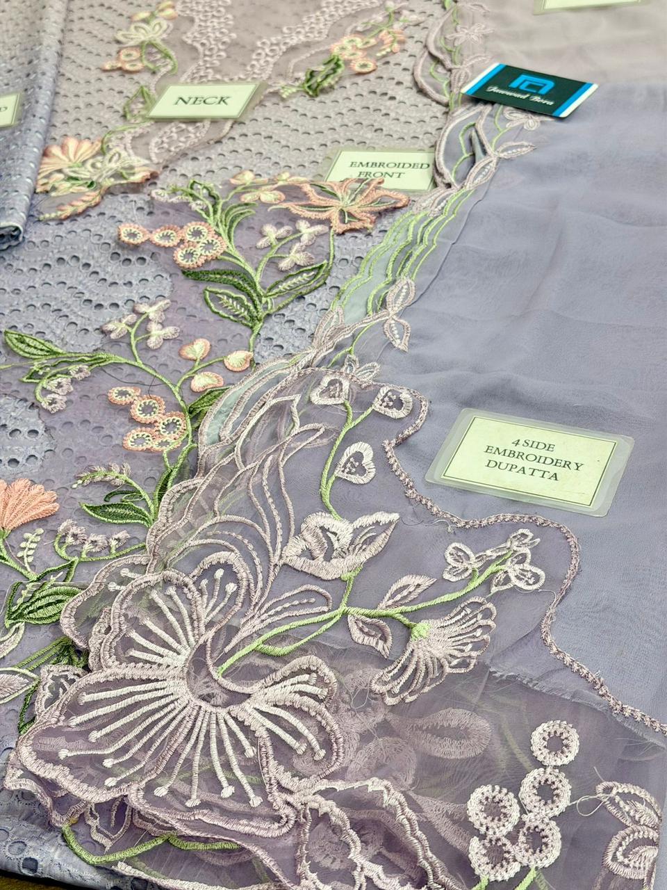 Crimson Tie & Dye Swiss Lawn 3 Piece Suit with Schiffli Embroidery & Georgette Chiffon Dupatta