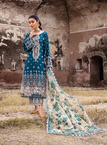 Zainab Chotani Lawn Cotton Chikankari Unstitched 3 Piece Suit with Digital Khadi Net Dupatta