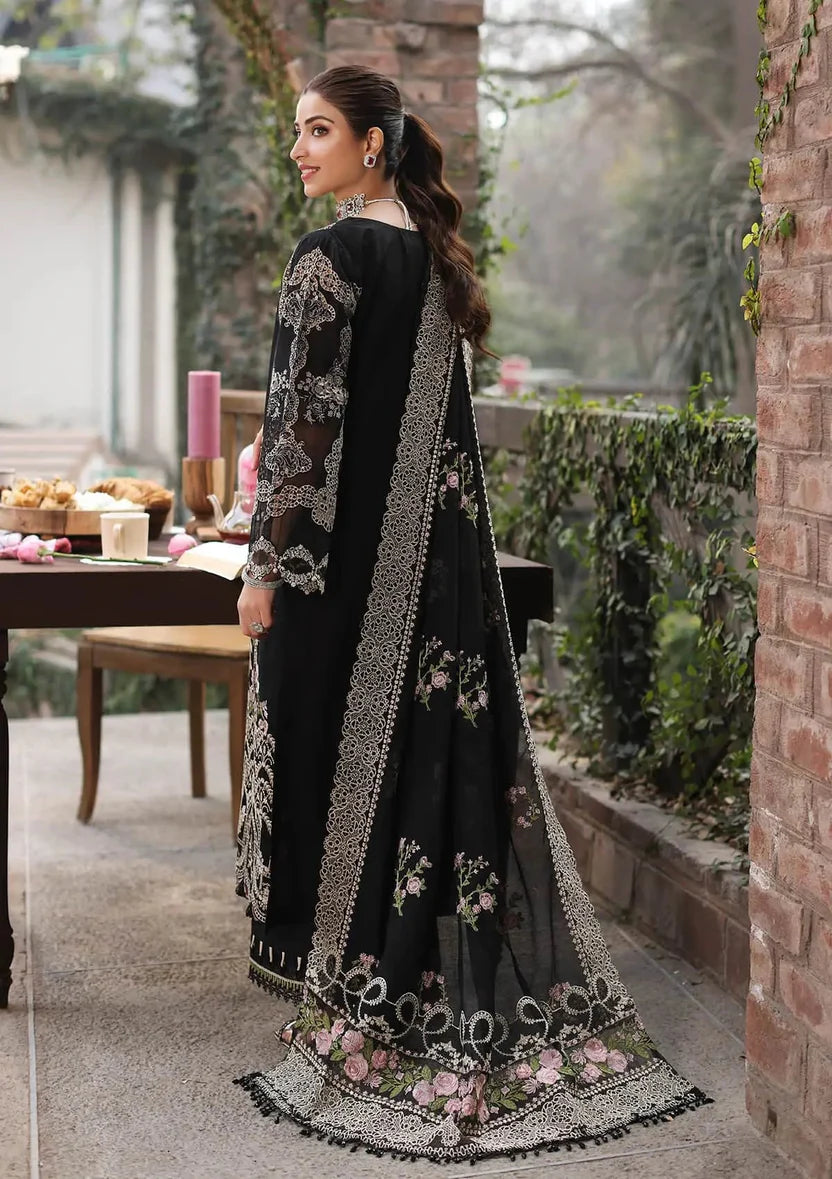 KAHF Luxury 3PC Lawn Suit Heavy Embroidery with Khadi Net Dupatta