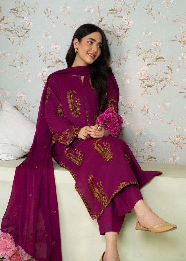 NUREH Premium Lawn 3PC Embroidered
