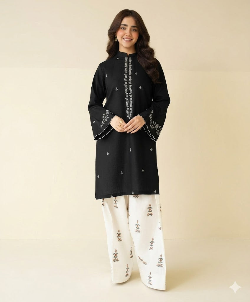 Embroidered Shirt with Patch Trouser 2PC Suit