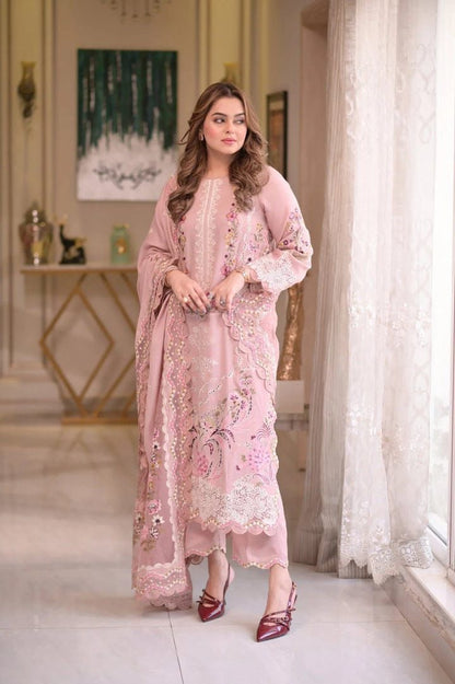 Aneela’s Luxury Lawn Chikankari Unstitched 3 Piece Suit with Khaddi Net Dupatta