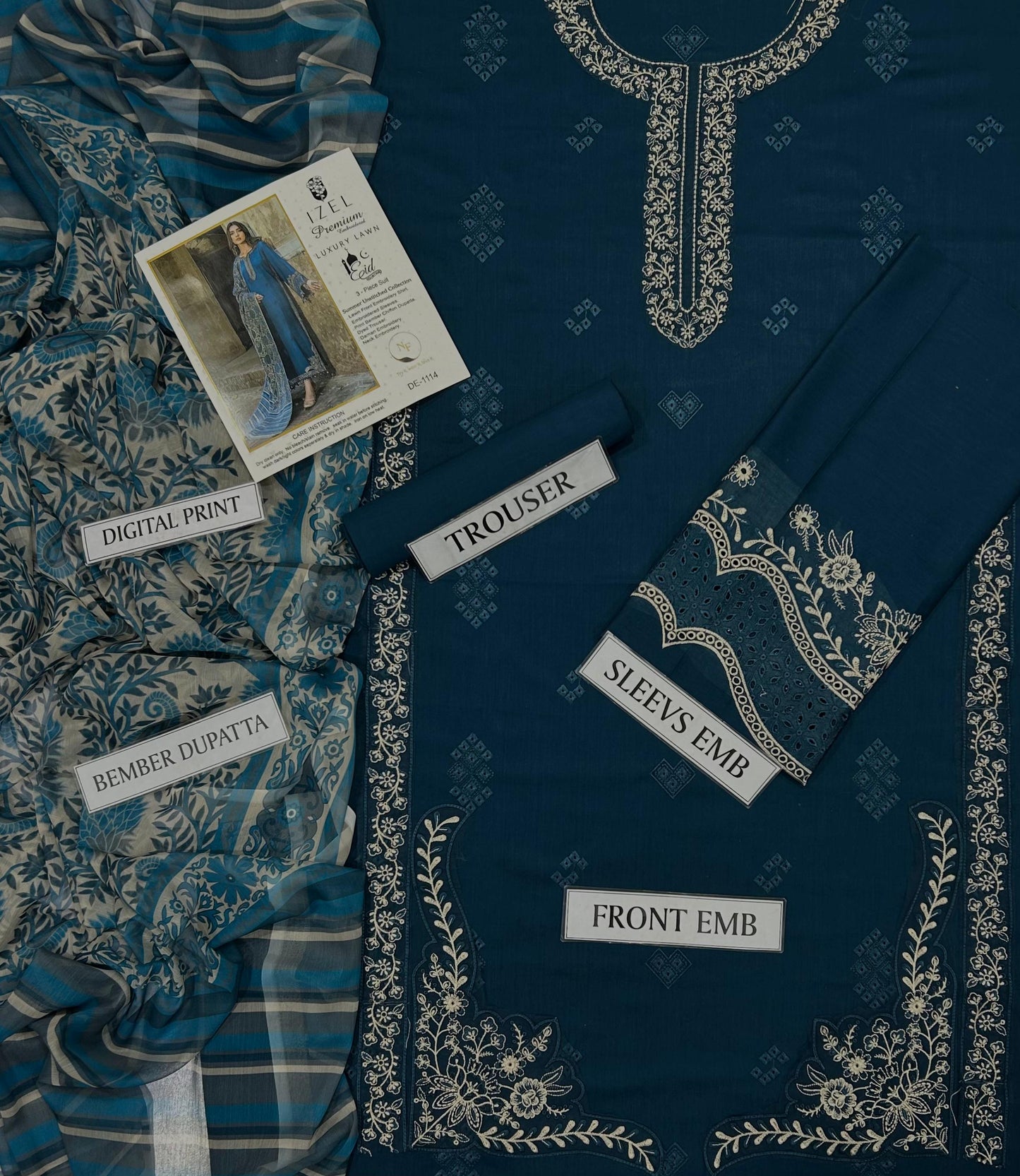 IZEL Lawn 3PC Suit Heavy Embroidery