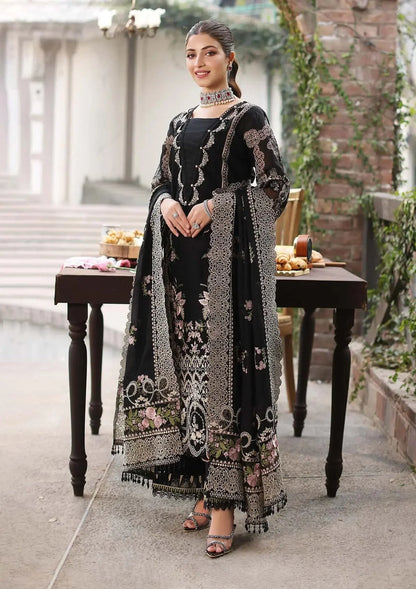 KAHF Luxury 3PC Lawn Suit Heavy Embroidery with Khadi Net Dupatta