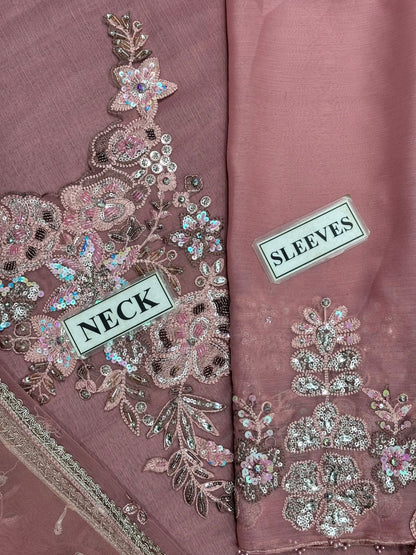 Iznik Chiffon Organza Malai 3 Piece Suit with Heavy Adda Work