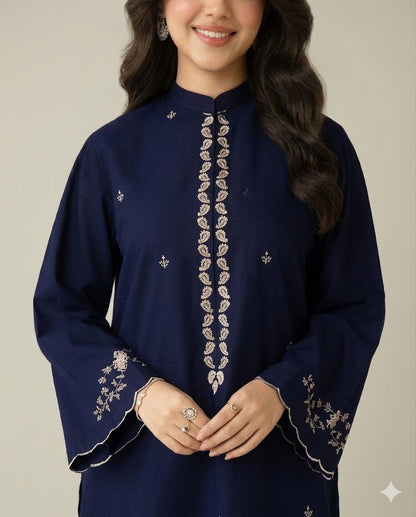 Embroidered Shirt with Patch Trouser 2PC Suit