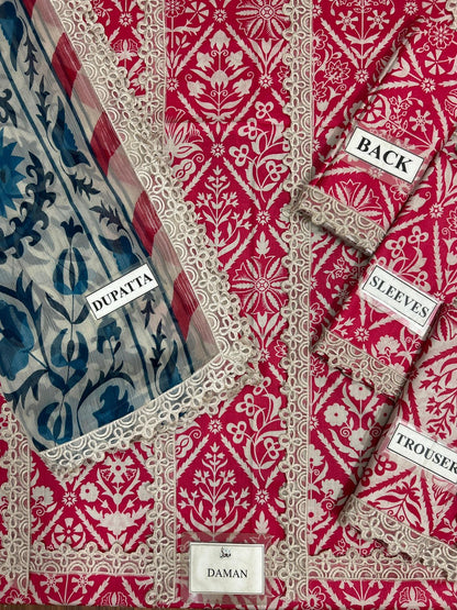 ANEELA’S 3PC Lawn & Chiffon Suit