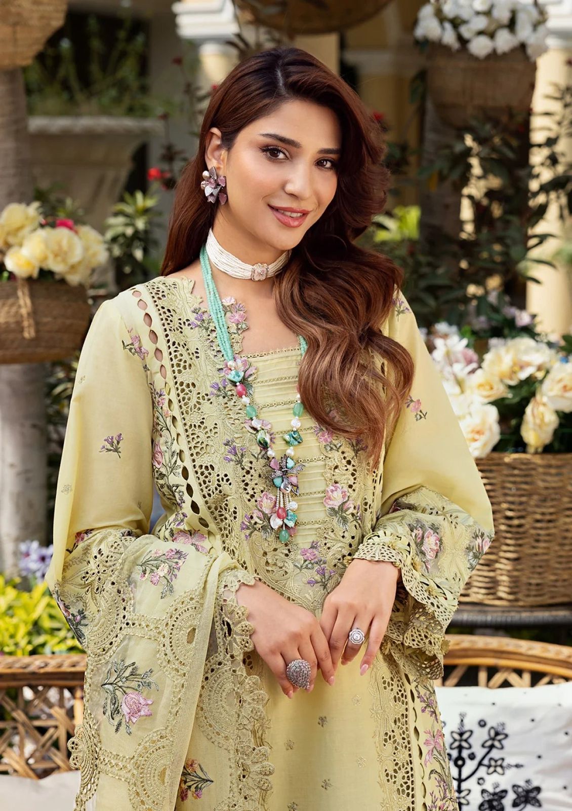 ELAF Chikankari Cotton Unstitched 3 Piece Suit with Khaddi Net Dupatta