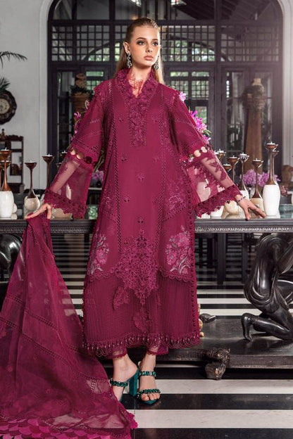 Marai.B Cotton Chikankari Heavy Embroidered 3 Piece Suit with Organza Dupatta