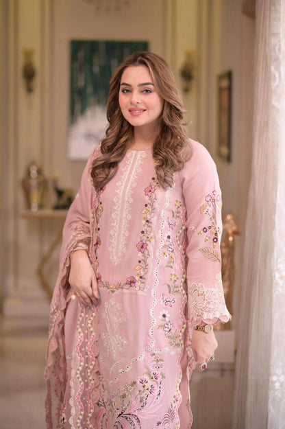 Aneela’s Luxury Lawn Chikankari Unstitched 3 Piece Suit with Khaddi Net Dupatta