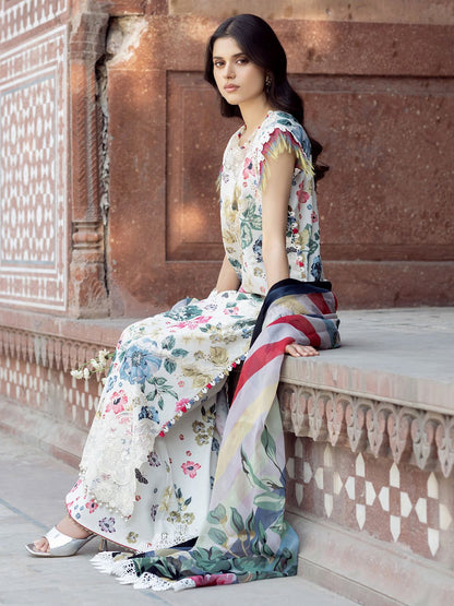 Bin Ilyas Lawn 3 Piece Suit with Chikankari Embroidery & Chiffon Dupatta