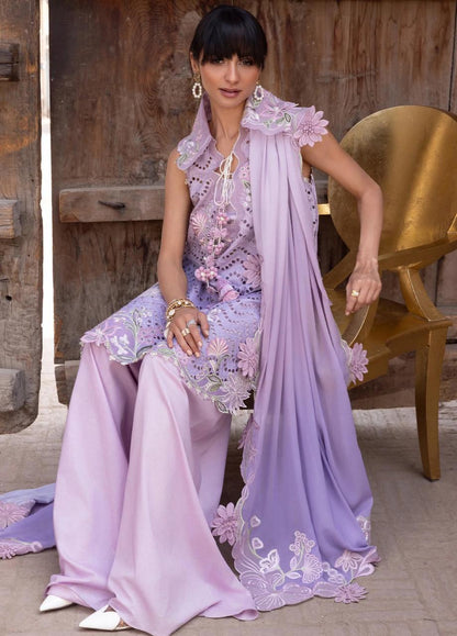 Crimson Tie & Dye Swiss Lawn 3 Piece Suit with Schiffli Embroidery & Georgette Chiffon Dupatta