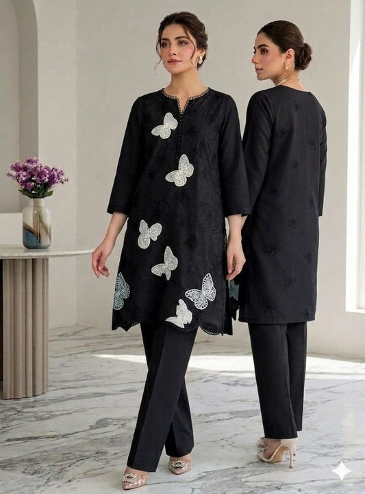 Maria.B Butterfly 2 Piece Chikankari Embroidered Suit with Sequin Work