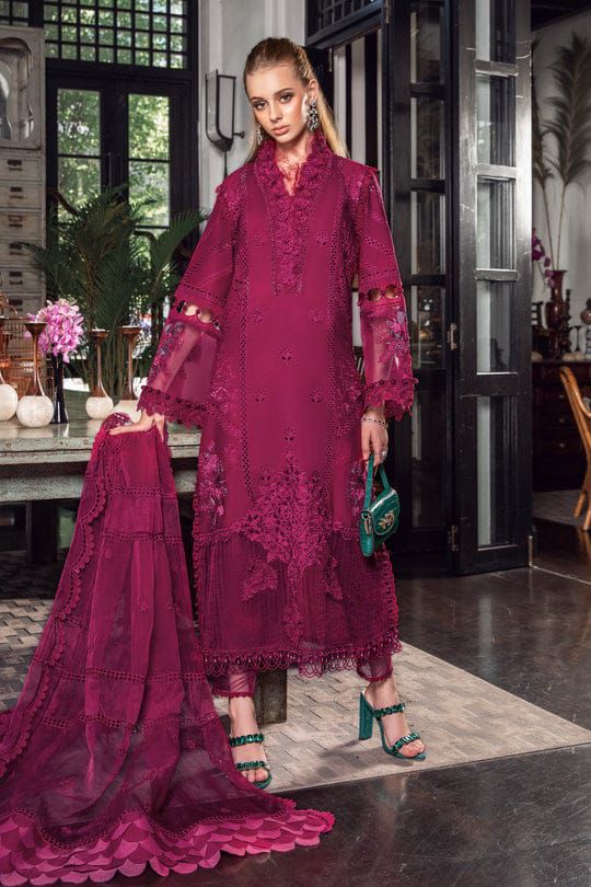 Marai.B Cotton Chikankari Heavy Embroidered 3 Piece Suit with Organza Dupatta