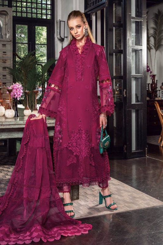 Marai.B Cotton Chikankari Heavy Embroidered 3 Piece Suit with Organza Dupatta