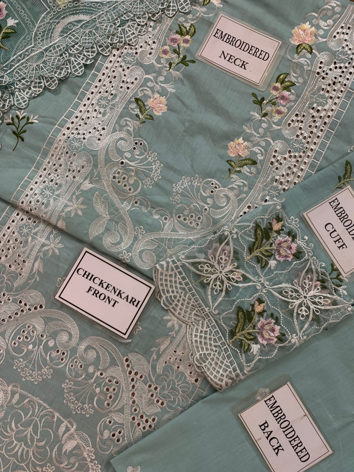 ELAF Chikankari Cotton Unstitched 3 Piece Suit with Khaddi Net Dupatta
