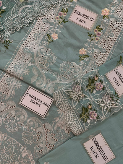 ELAF Chikankari Cotton Unstitched 3 Piece Suit with Khaddi Net Dupatta