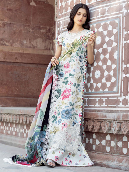 Bin Ilyas Lawn 3 Piece Suit with Chikankari Embroidery & Chiffon Dupatta
