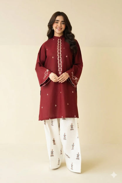 Embroidered Shirt with Patch Trouser 2PC Suit