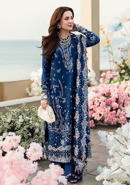 BRAND: QALAMKAR  Unstitched Luxury Chikankari Embroidered Lawn Cotton 3PC with Organza Dupatta